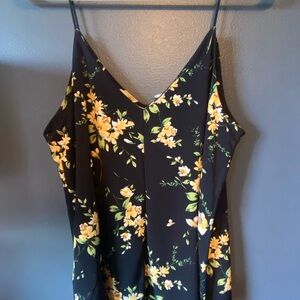 Floral Black and Yellow Sleeveless Top